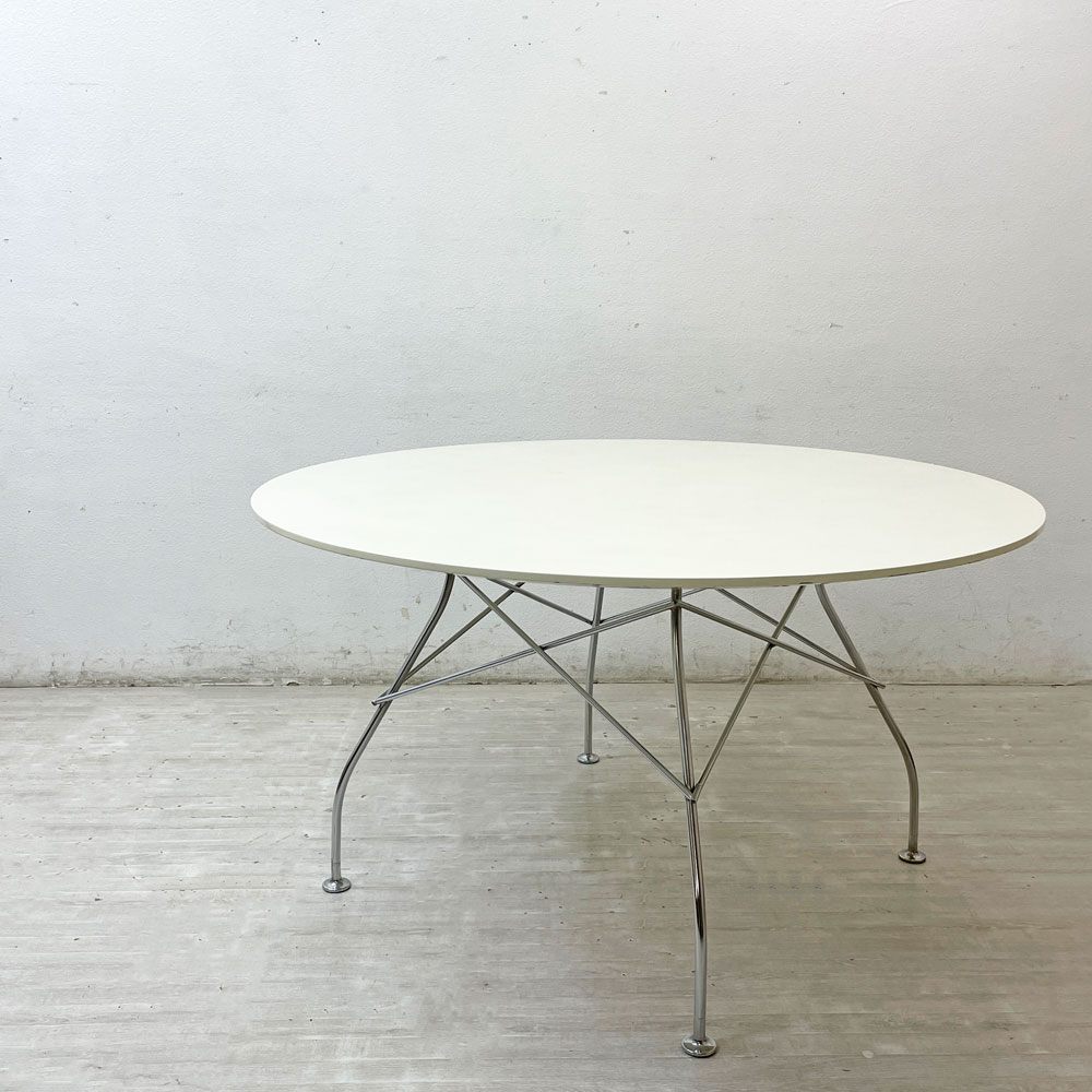 【祖師ヶ谷大蔵店】カルテル Kartell グロッシー GLOSSY ラウンドテーブル 130 アントニオ・チッテリオ ホワイト × クローム イタリア モダン 買取させていただきました。
