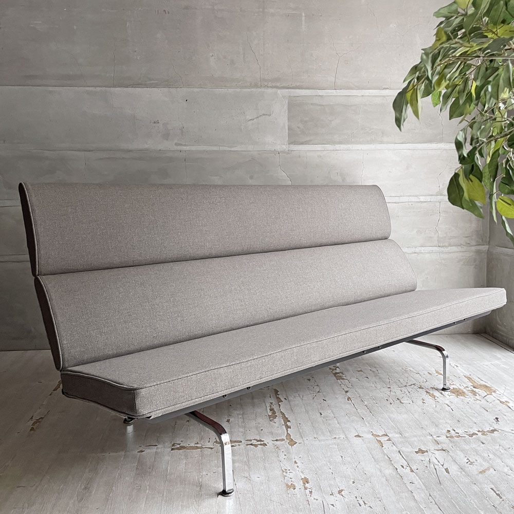 ハーマンミラー Herman Miller イームズソファ コンパクト Eames Sofa Compact 3P 3人掛け C&R. イームズ ミッドセンチュリー ファブリック・ウレタン 張替済 ～「コンパクト」の名前の理由～
