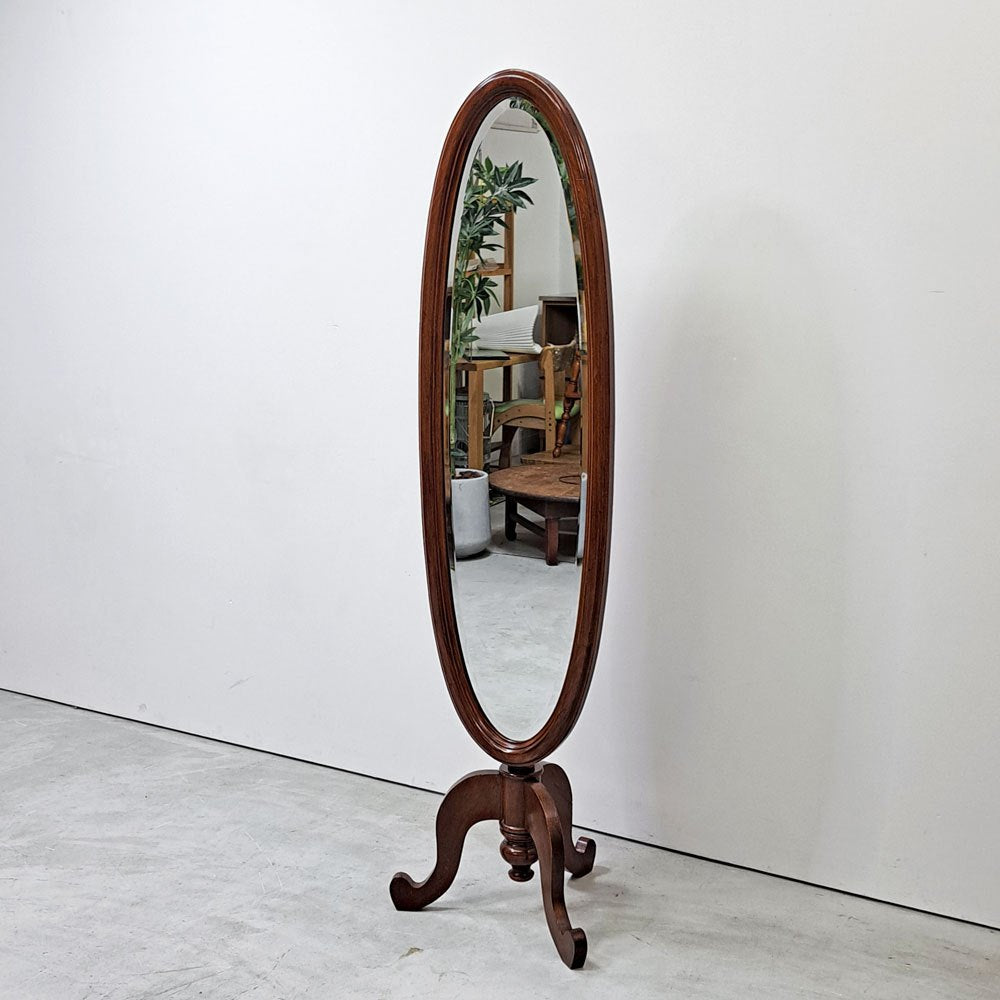 【祖師ヶ谷大蔵店】ジャパンビンテージ Japan Vintage オーバル型 スタンドミラー 姿見 木製フレーム 高さ 163.5cm クラシカルデザイン 買取させていただきました。