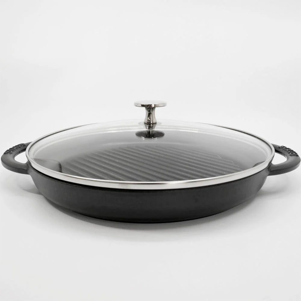 【祖師ヶ谷大蔵店】ストウブ STAUB スチーム＆グリル 26cm グリルパン ガラス蓋付 両手 鋳鉄 ブラック フランス 箱付き 買取させていただきました。