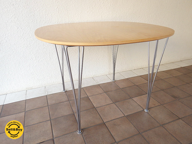 フリッツハンセン Fritz Hansen Bテーブル スーパー円テーブル B-Table ピート ハイン × ブルーノマットソン ビーチ天板 W100 ナチュラル色 定価23万 北欧家具 デンマーク 買い取りしました。用賀店 出張買取もお任せ下さい。