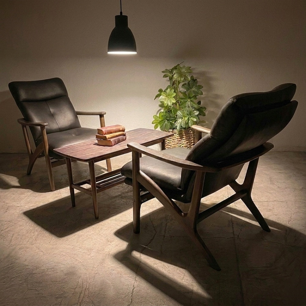 浜本工芸 HAMAMOTO KOGEI 美品 No.8000 リクライニングチェア 2脚入荷 高級本革張り ブラック No.1120 × 無垢楢材 カフェオーク色 ハイバック 国産家具 1脚17万円以上の品 1シーターソファ パーソナルチェア ラウンジチェア アームチェア 北欧スタイル ノルディックモダン ～ 皇室御用達の技が光る至福の純国産特等席 ～