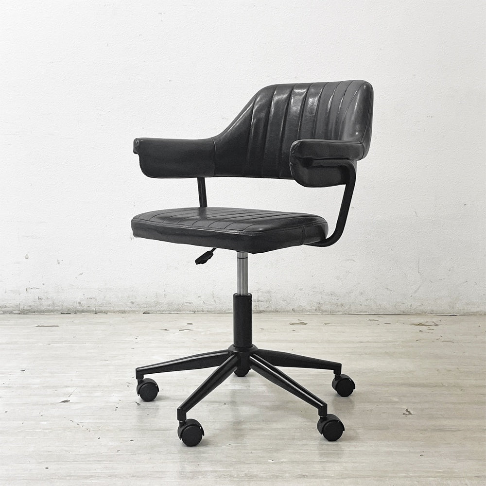 【祖師ヶ谷大蔵店】ホームテイスト HOME taste ギャビー GABBY デスクチェア アームチェア PUレザー ブラック キャスター付き ガス圧昇降 ビンテージスタイル買取させていただきました。