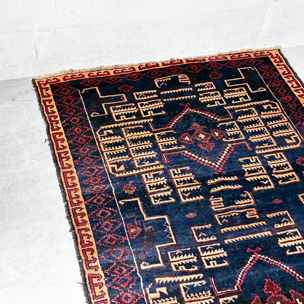 【下北沢店】トライバルラグ Tribal rug バルーチ族 バルチエリア 手織り ラグ 160×100㎝ アフガニスタン オリエンタル ウール ラグ 買取させていただきました。