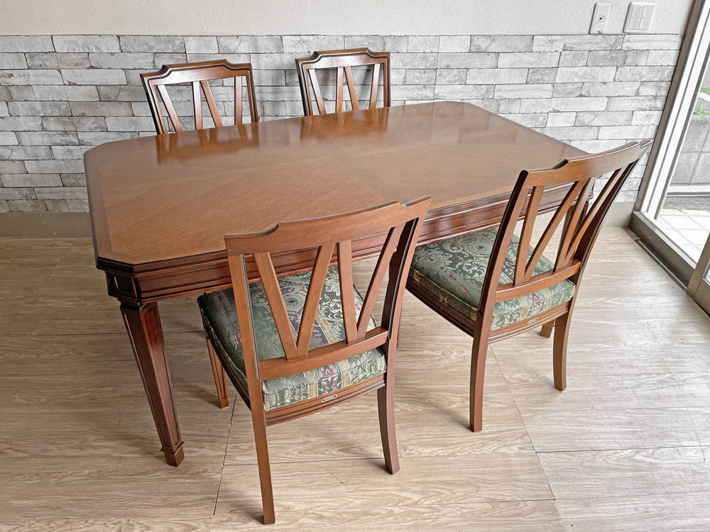 マルニ木工 maruni 地中海ロイヤル ダイニングテーブル 幅150 ビーチ シルバーハート 定価209,000円 & ロベール ダイニングチェア ビーチ 定価総額182,600円 クラシカルデザイン 2脚セット×2 中古品  買い取りしました。