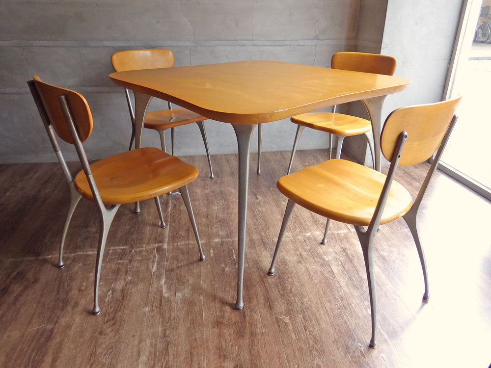 モダニカ MODERNICA インパラ Impala ダイニングテーブル & ダイニングチェア2脚セット ×2 メープル アルミキャスト ミッドセンチュリー  中古品 買い取りしました。