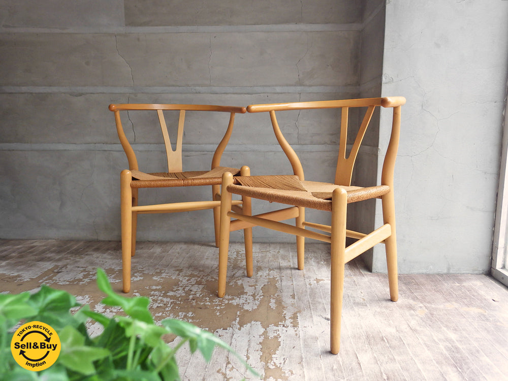 カール ハンセン ＆ サン Carl Hansen & Son Yチェア CH24 オーク材 ウィッシュボーンチェア ハンス・J・ウェグナー 日本仕様 ラッカー仕上げ 2脚 中古品 買い取りしました。