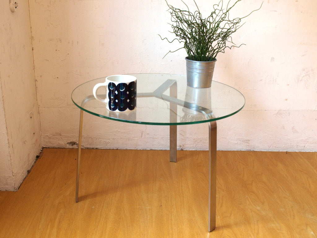 イデー IDEE イール IR サイドテーブル Side table ガラストップ ステンレス フレーム ラウンドテーブル 中古品 買い取りしました。
