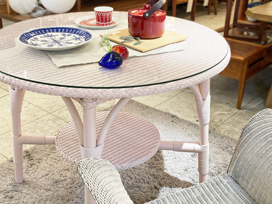 ロイドルーム LLOYD LOOM ダイニングテーブル DINING TABLE No.7130 シェルピンク ラウンド 英国カントリー ～涼を取る～