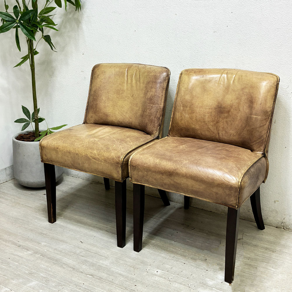【祖師ヶ谷大蔵店】ダルトン DULTON ランディーチェア Randy Chair 本革 レザー ラウンジチェア アームチェア ビンテージスタイル×2脚 買取させていただきました。