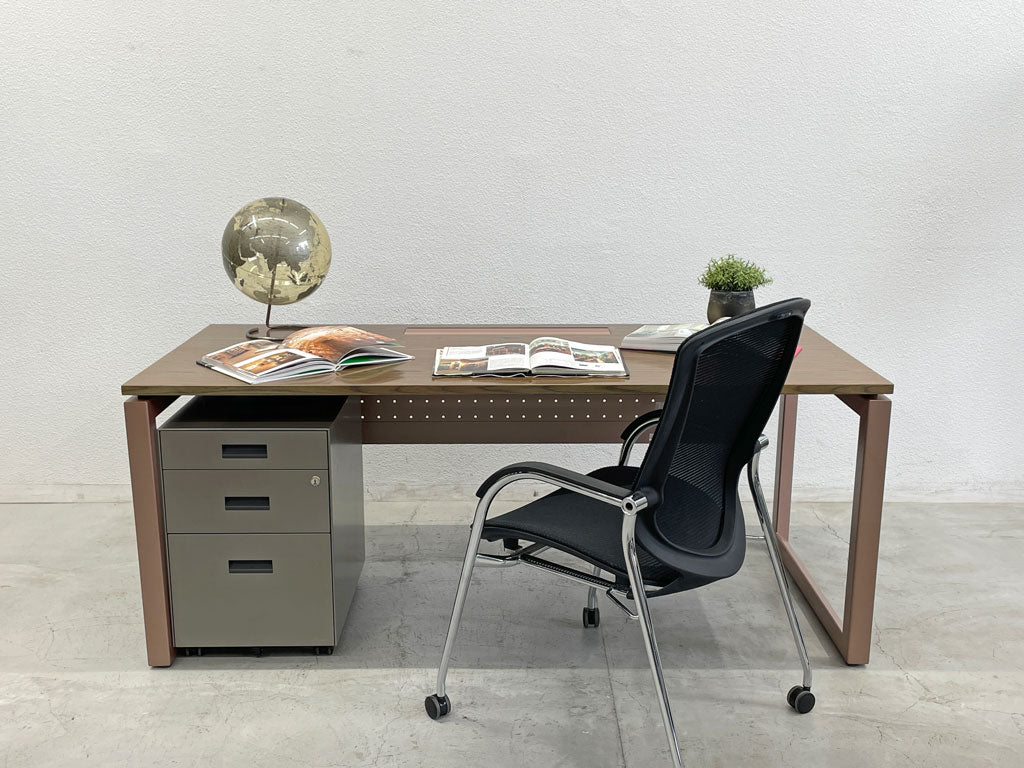 スチールケース Steelcase フレームワン frameone デスク＋鍵付きキャビネット オフィス家具 キャスター W180cm〓～個性が見える温かみあるワークデスク～