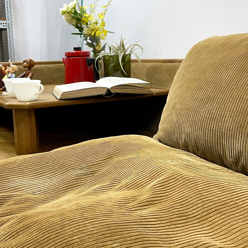 トラックファニチャー TRUCK FURNITURE HNSOFA 1Pソファ 1-SEATER+コーナーテーブル CORNER TABLE ナラ材 無垢材 F-21 グリーンコーデュロイ ～調和の起点～