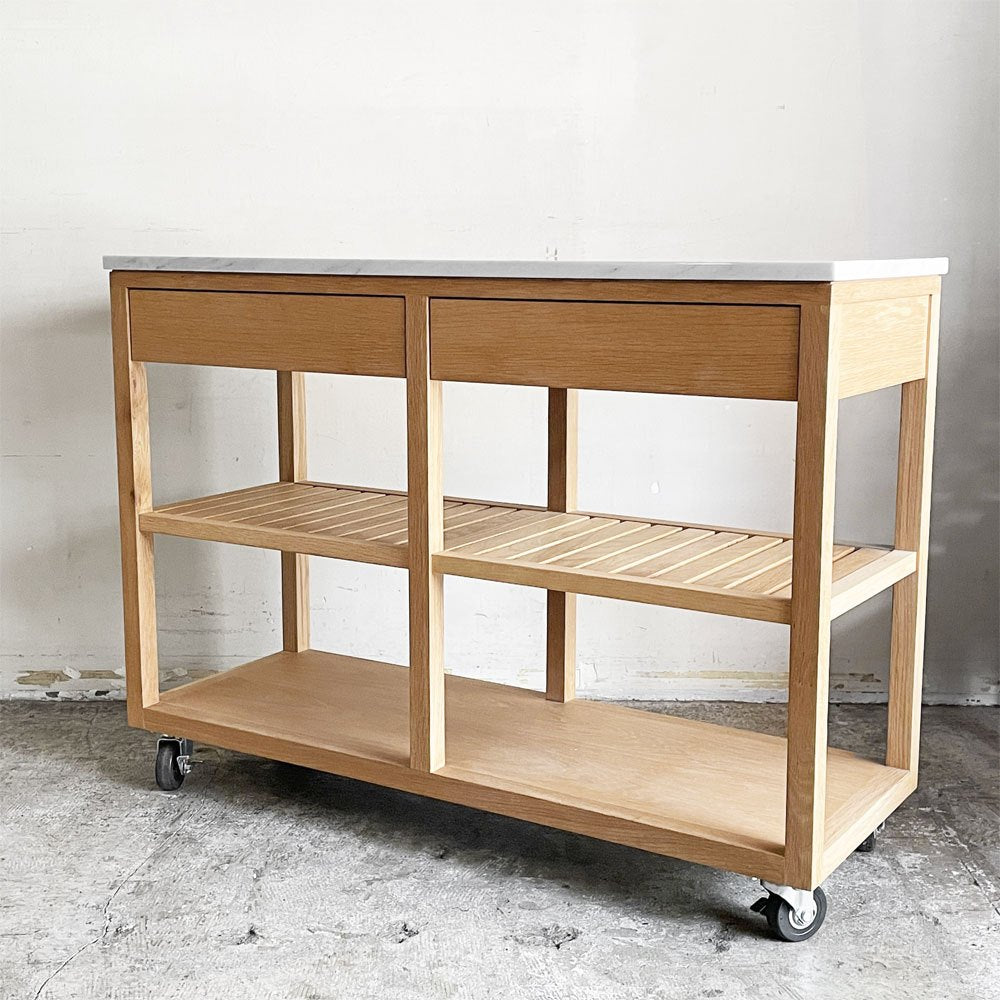 【自由が丘店】ザ・コンランショップ THE CONRAN SHOP オーク材 X マーブルトップ キッチンカウンター キッチンワゴン 大理石天板 2ドロワー キャスター 買取させていただきました。