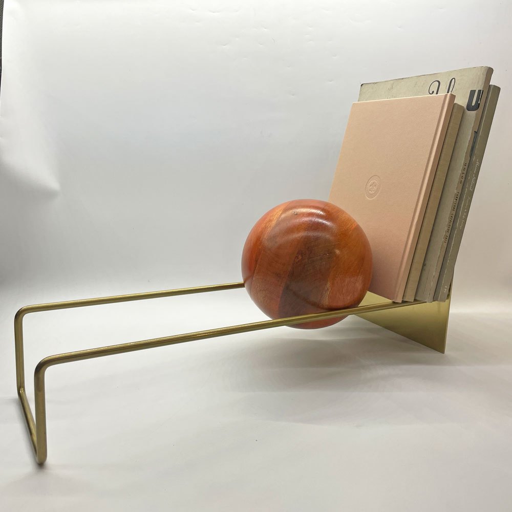 【下北沢店】HERE by DETAIL スロープ ブックエンド Slope Bookend レコードスタンド マンゴーウッド ゴールドフレーム 天然木 インテリア 買取させていただきました。