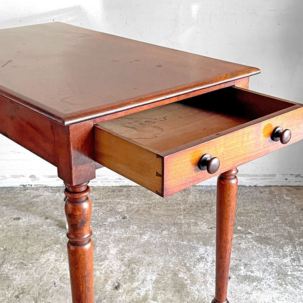 【自由が丘店】UKビンテージ ライブラリーテーブル LibraryTable 1ドロワー マホガニー材 キャスター 英国家具 買取させていただきました。