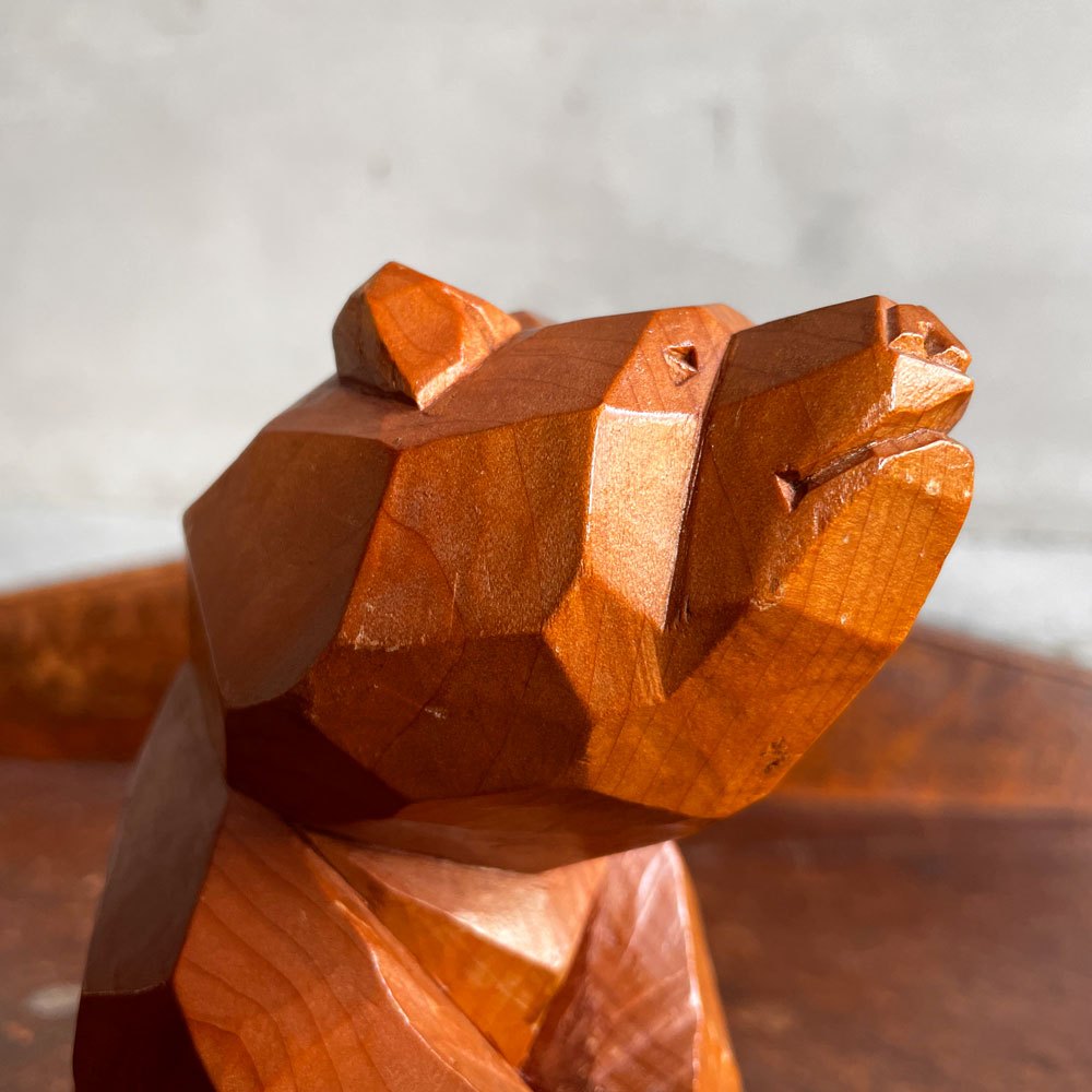 木彫り熊 根本勲 土龍 座熊 抽象熊 オブジェ 伝統工芸品 民藝 北海道 八雲 刻印有 希少 ～ アートになった木彫り熊。～