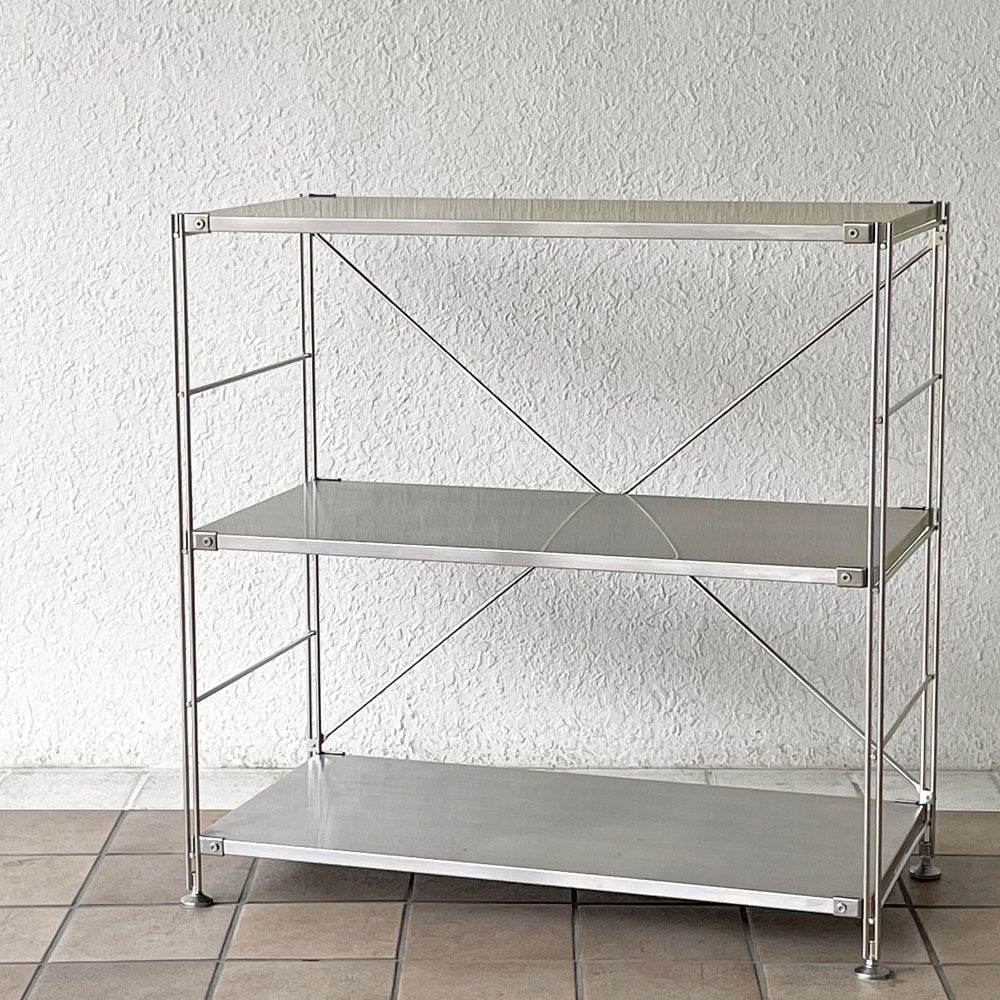  【用賀店】無印良品 MUJI ステンレスユニットシェルフ ステンレス棚セット 小 ワイド 3段 収納家具 定価 20,900円 買取させていただきました。