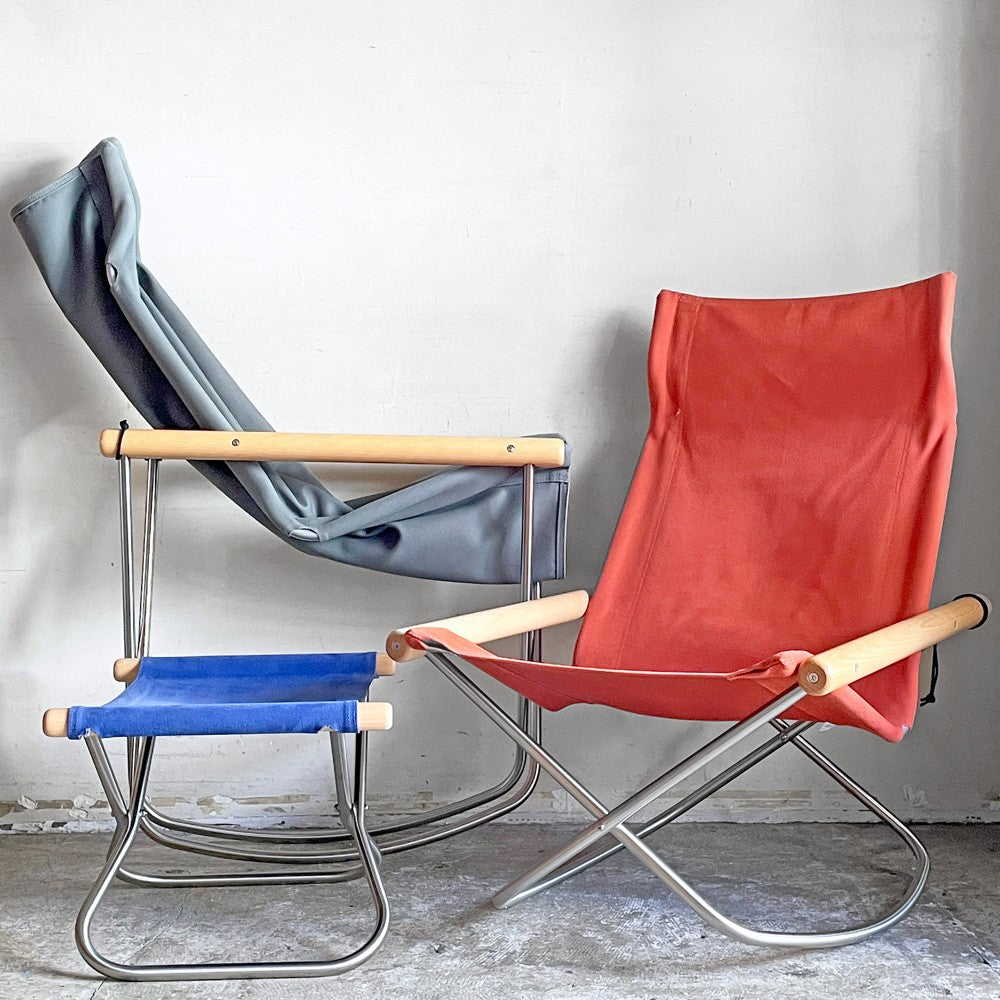 【自由が丘店】ニーチェアX NY chair X フォールディングチェア ロッキングチェア 2脚 ＆オットマン 1脚 折り畳み MoMA 藤栄 新居 猛 計3脚 買取させていただきました。