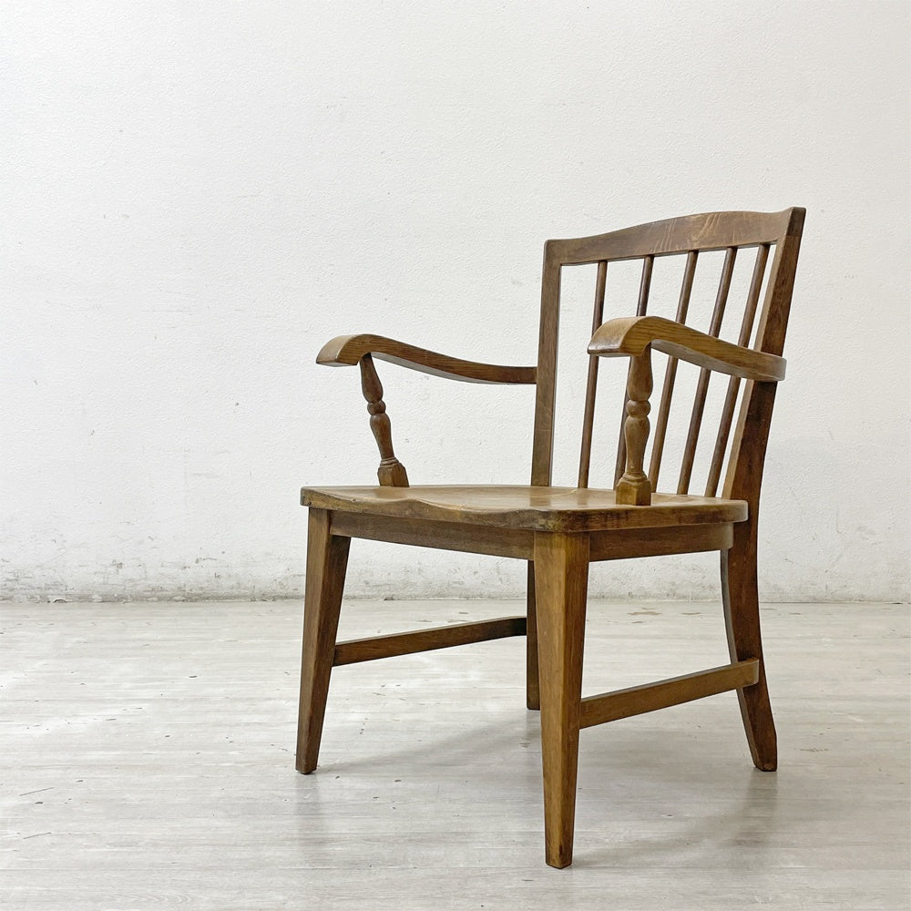 【祖師ヶ谷大蔵店】ジャパンビンテージ Japan Vintage アームチェア ダイニングチェア 木製肘付き椅子 ナチュラル スティックバック 古家具 B 買取させていただきました。