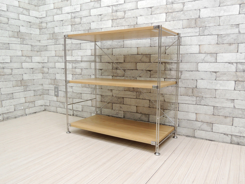 無印良品 MUJI ステンレスユニットシェルフ オーク材 3段 スチールクロスバー ナチュラルスタイル  中古品 買い取りしました。