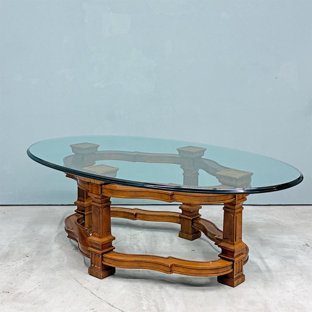 【経堂店】ドレクセルヘリテイジ DREXEL HERITAGE フランチェスカ Francesca カクテルテーブル ローテーブル ガラストップ マホガニー材買取させていただきました。