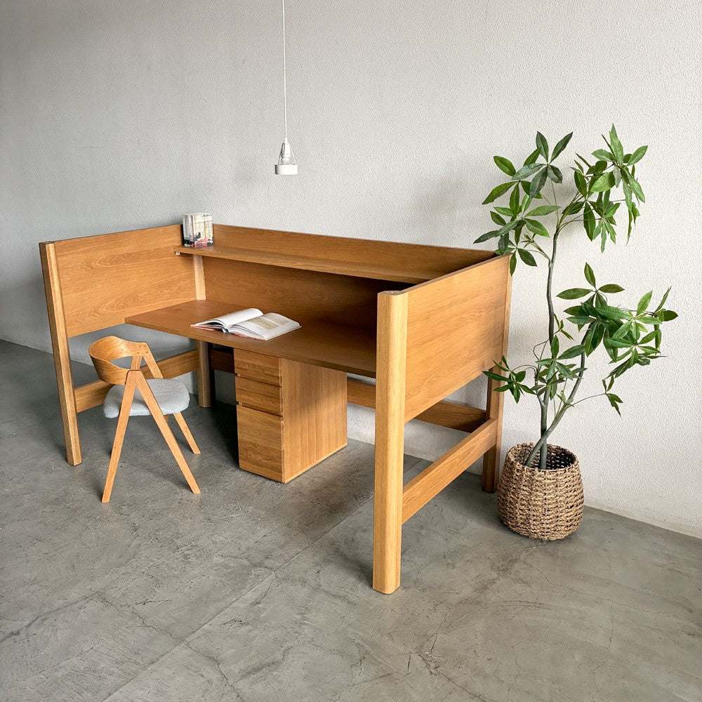 アクタス ACTUS オーク材 ファズル ワイドデスク FUZZLE WIDE DESK + シェルフ & キャビネット セット品 for 1～2名 子供から大人迄 参考価格225,500円の品 ～ 使って安全&安心の目の肥えた家族も納得のデスク！ ～
