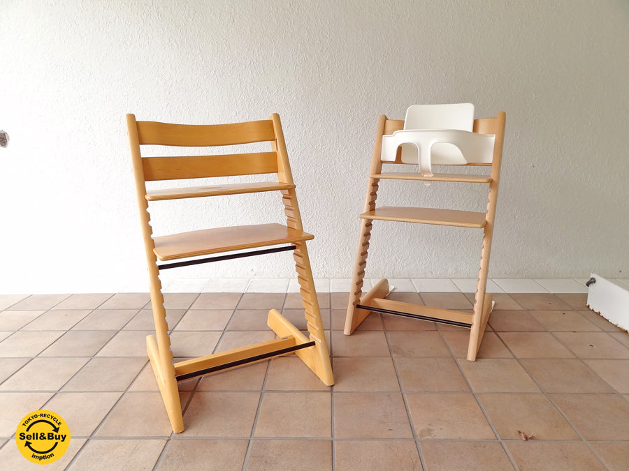 ストッケ STOKKE トリップトラップ TRIPP TRAPP 新型 ナチュラルカラー ベビーチェア ガード・旧グライダー・説明書付き＆新型 ナチュラル ガード無し 用賀店 出張買取もお任せ下さい。