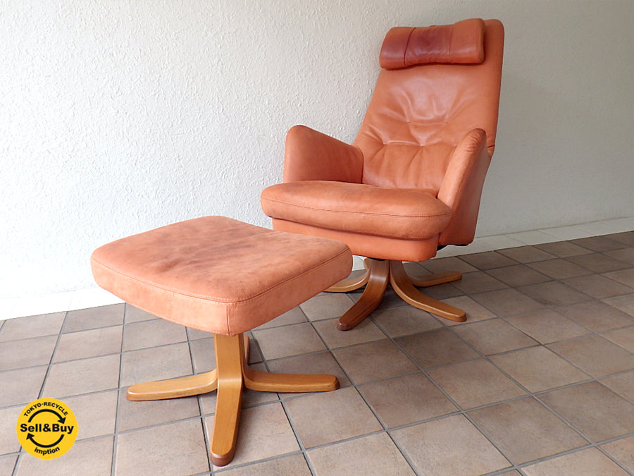 スウェーデン ソーダバーグモブラー社 Söderbergs Möbler AB 現 スウェデッセ SWEDESE リクライニングチェア （ ラウンジチェア  一人掛け ソファ リクライナー パーソナルチェア ） & オットマン & ヘッドレスト ＝ 3点セット 希少レアアイテム 買い取りしました！ 用賀店 出張買取もお任せ下さい。