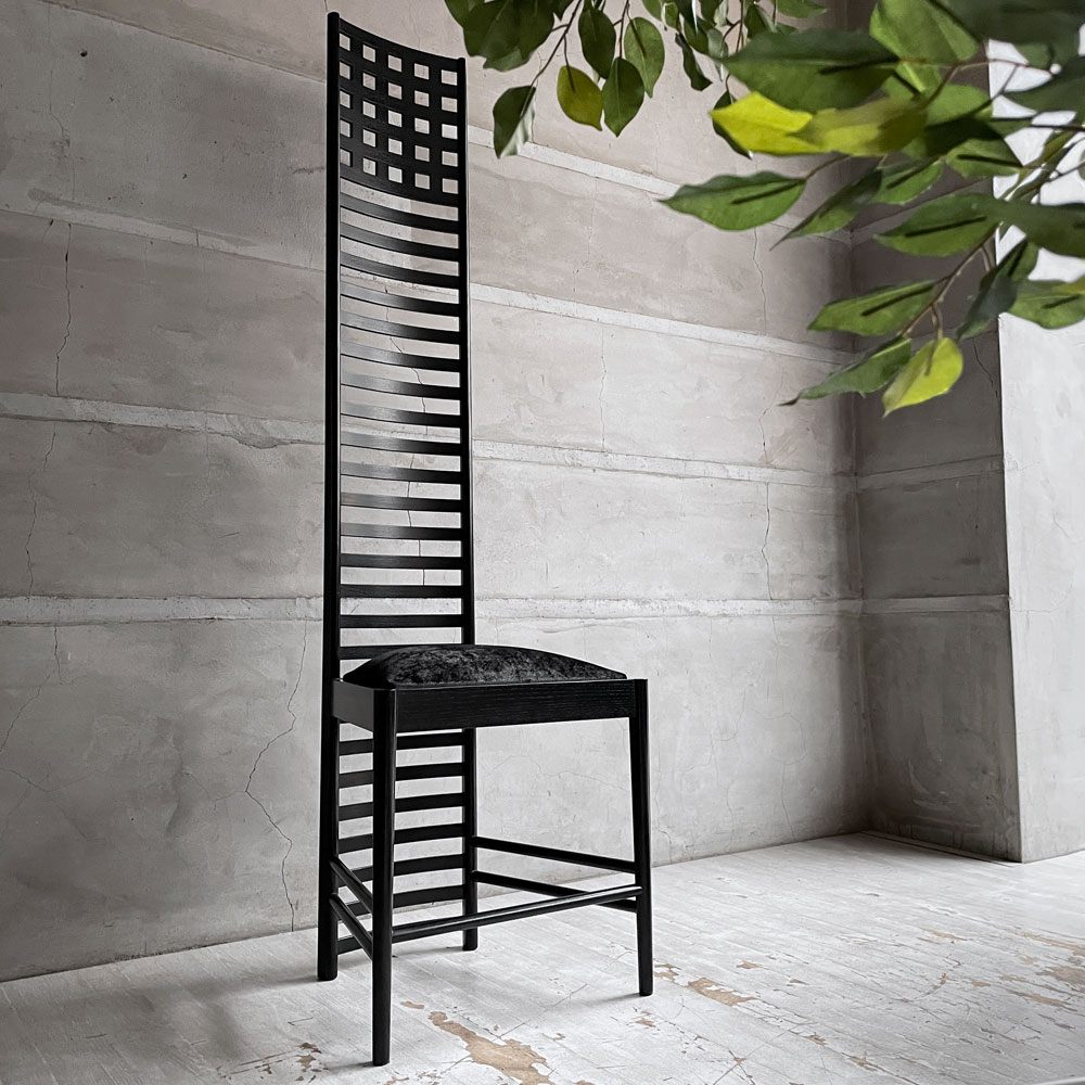 カッシーナ Cassina ヒルハウス 292 Hill House 1 ラダーバックチェア シルクベルベット ブラック チャールズ・レニー・マッキントッシュ 参考定価￥759,000- ～静かに惹きつける、美しい存在感～