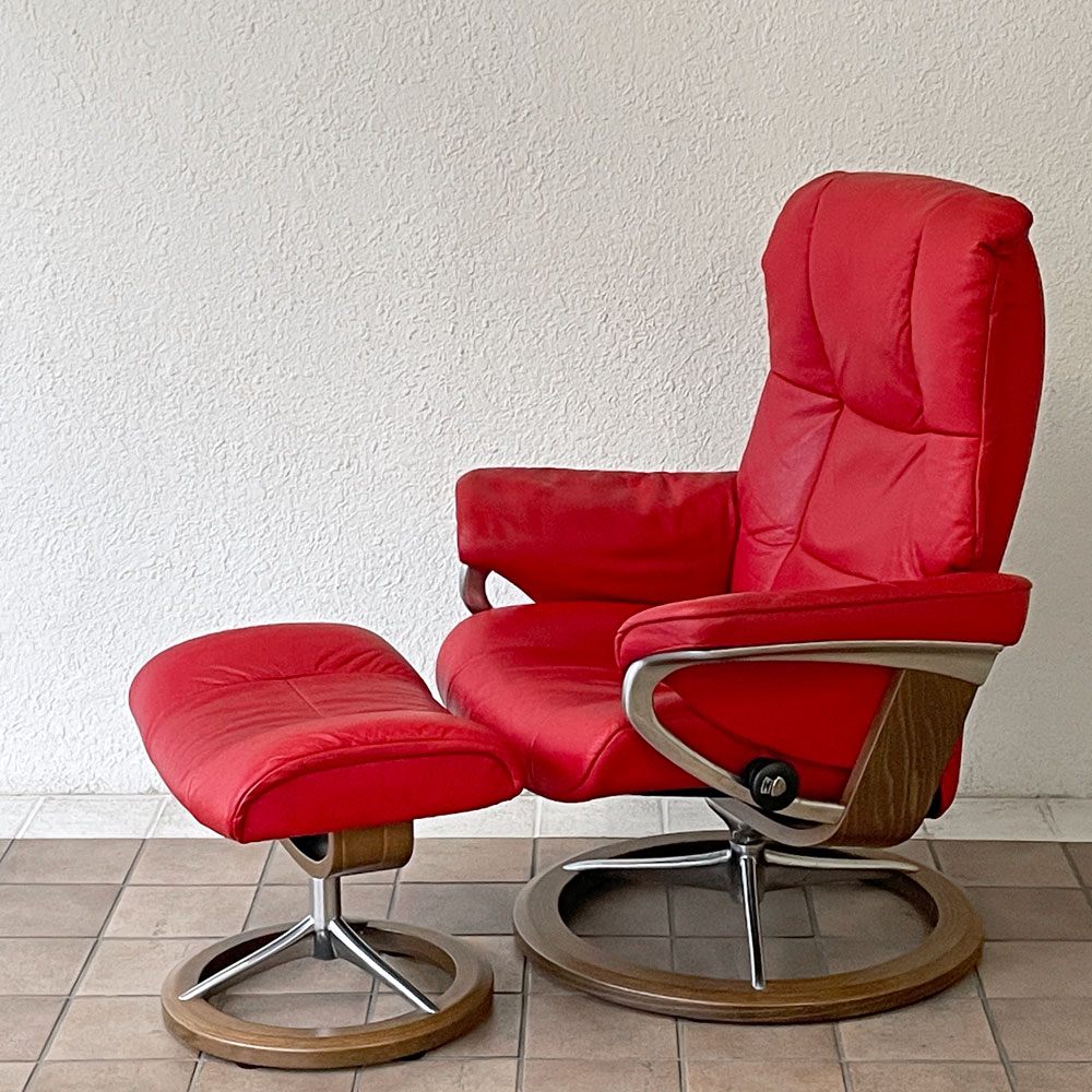 【用賀店】エコーネス EKORNES ストレスレス stressless メイフェア Mayfair リクライニングチェア オットマンセット Mサイズ レザー レッド ノルウェー 現状品  買取させていただきました。