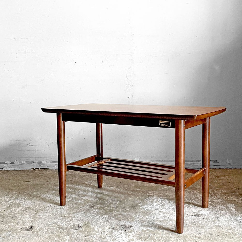 【自由が丘店】カリモク Karimoku デコラトップ天板 ローテーブル リビングテーブル マガジンラック付 W75cm ジャパンビンテージ レトロ 和家具 ミッドセンチュリー オールドカリモク 買取させていただきました。