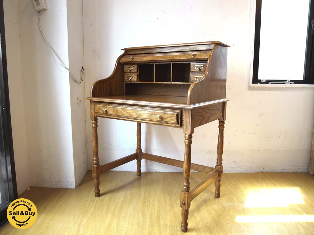 イギリスアンティークスタイル UK antique style ライティングデスク ロールトップ ライティングビューロー 書斎机 中古品 買い取りしました。