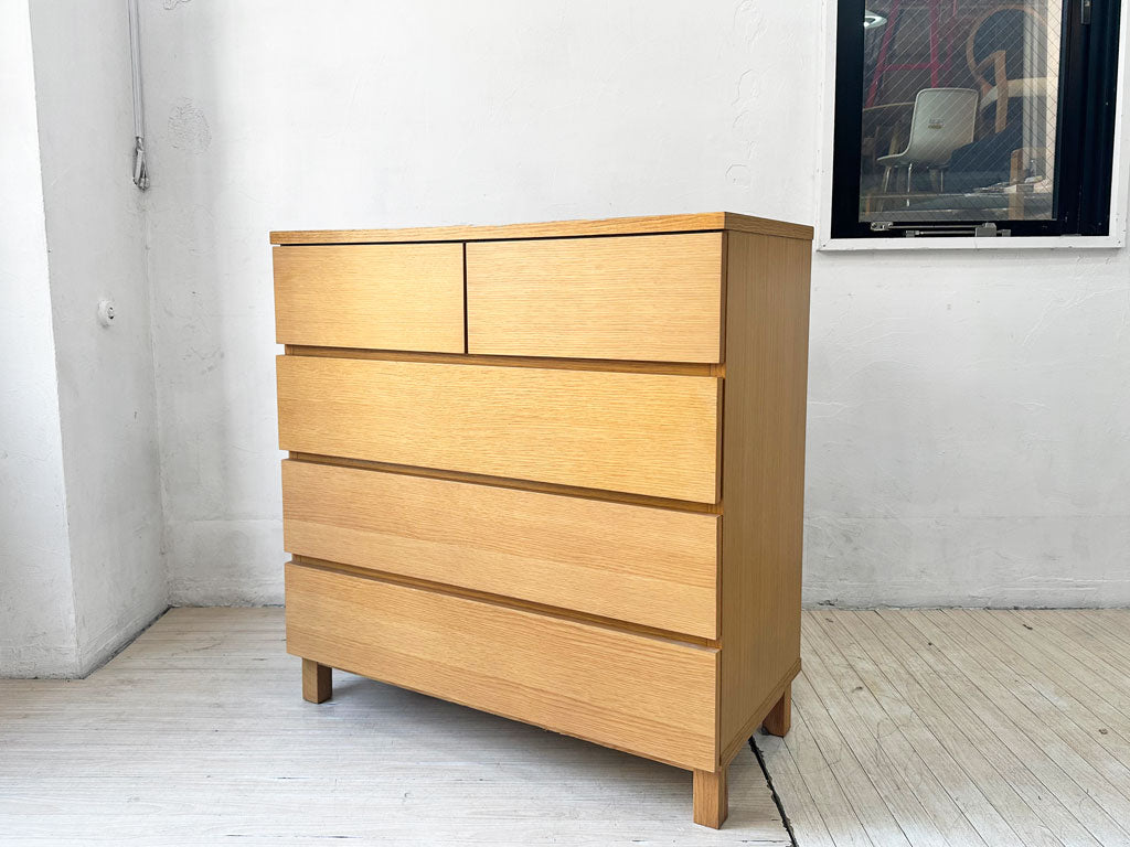無印良品 MUJI 木製チェスト ワイドチェスト 4段 オーク材 ナチュラルモダン W80cm 中古品 買い取りしました。