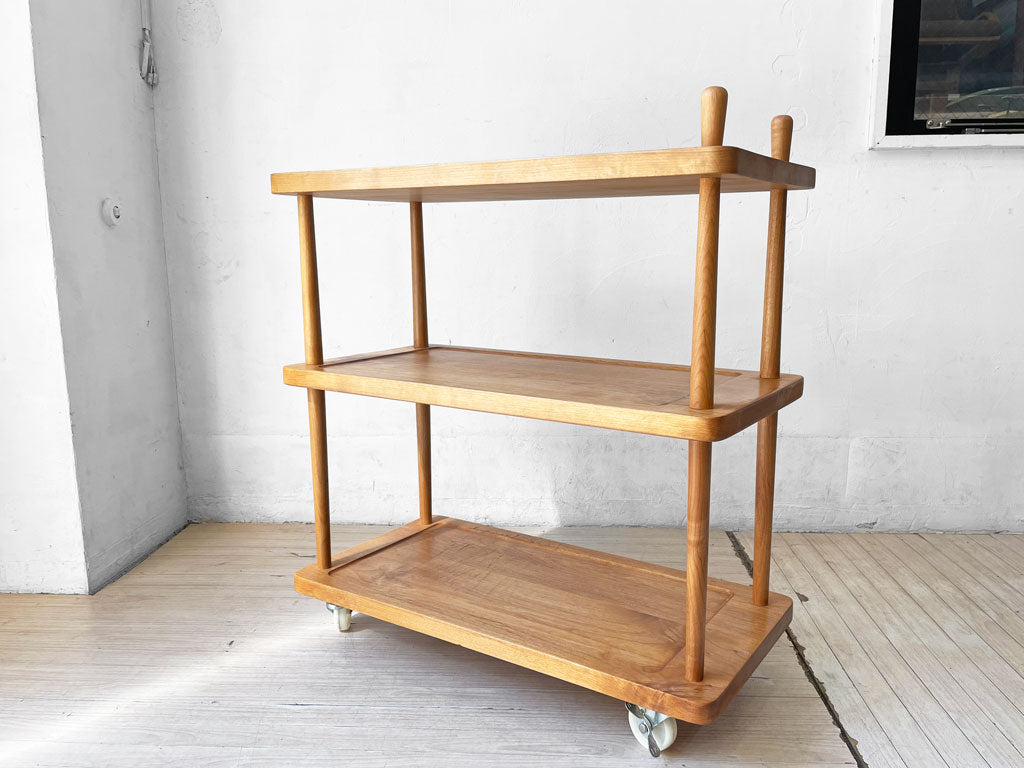 モモナチュラル MOMO Natural ヴィボ VIBO キッチンワゴン トローリー サービスワゴン キャスター アルダー無垢材 廃番希少 中古品 買い取りしました。