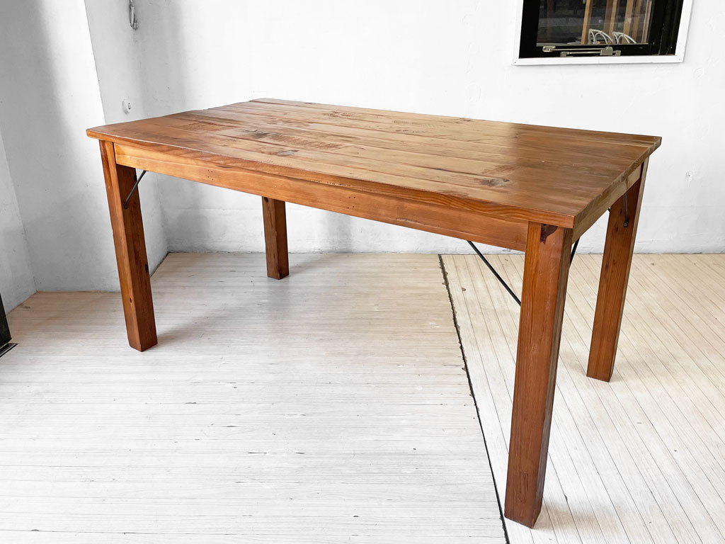 クラッシュゲート CRASH GATE ヨハンテーブル JOHAN TABLE ダイニングテーブル パイン材 古材 スチール w140cm 廃番 中古品 買い取りしました。