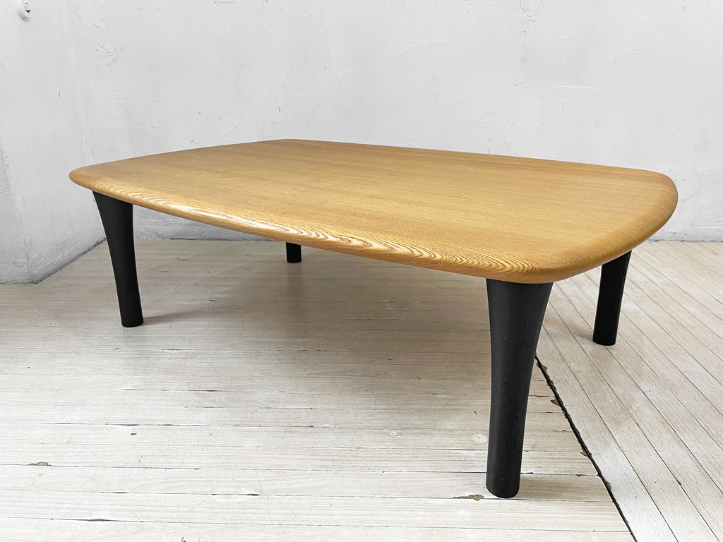 ナチュラルモダンデザイン タモ無垢材 ローテーブル コーヒーテーブル 座卓 W110cm 中古品 買い取りしました。