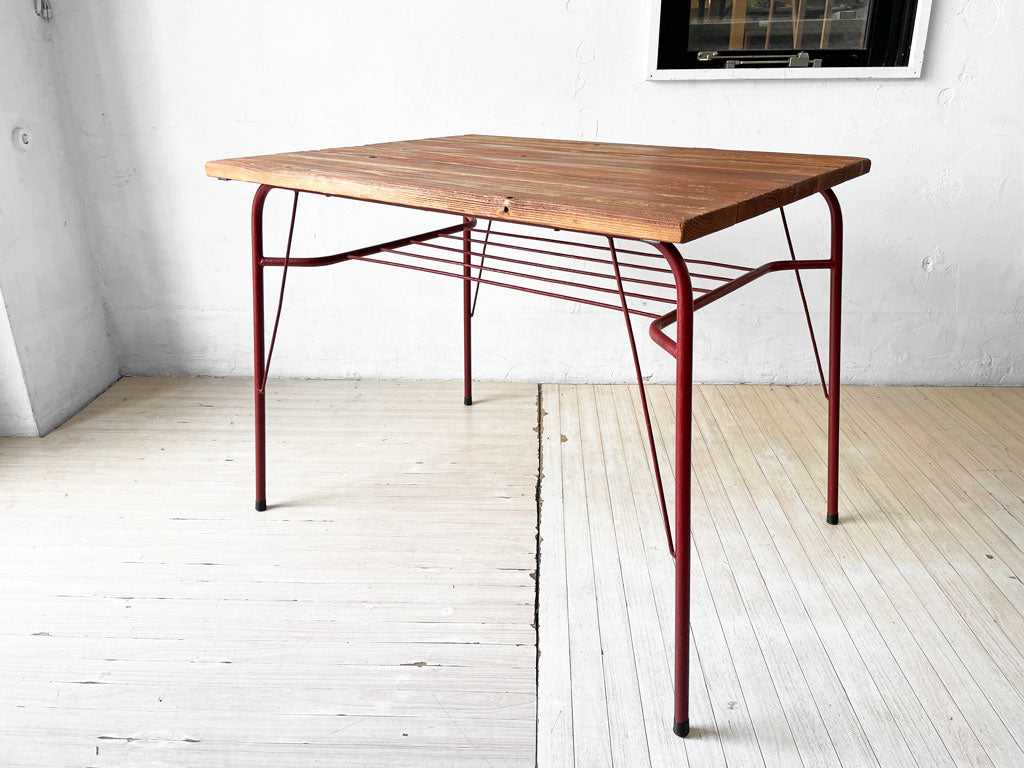 インダストリアルデザイン Industrial Design 古材×スチール ワークテーブル 作業台 ダイニングテーブル カフェテーブル ビンテージスタイル 中古品 買い取りしました。