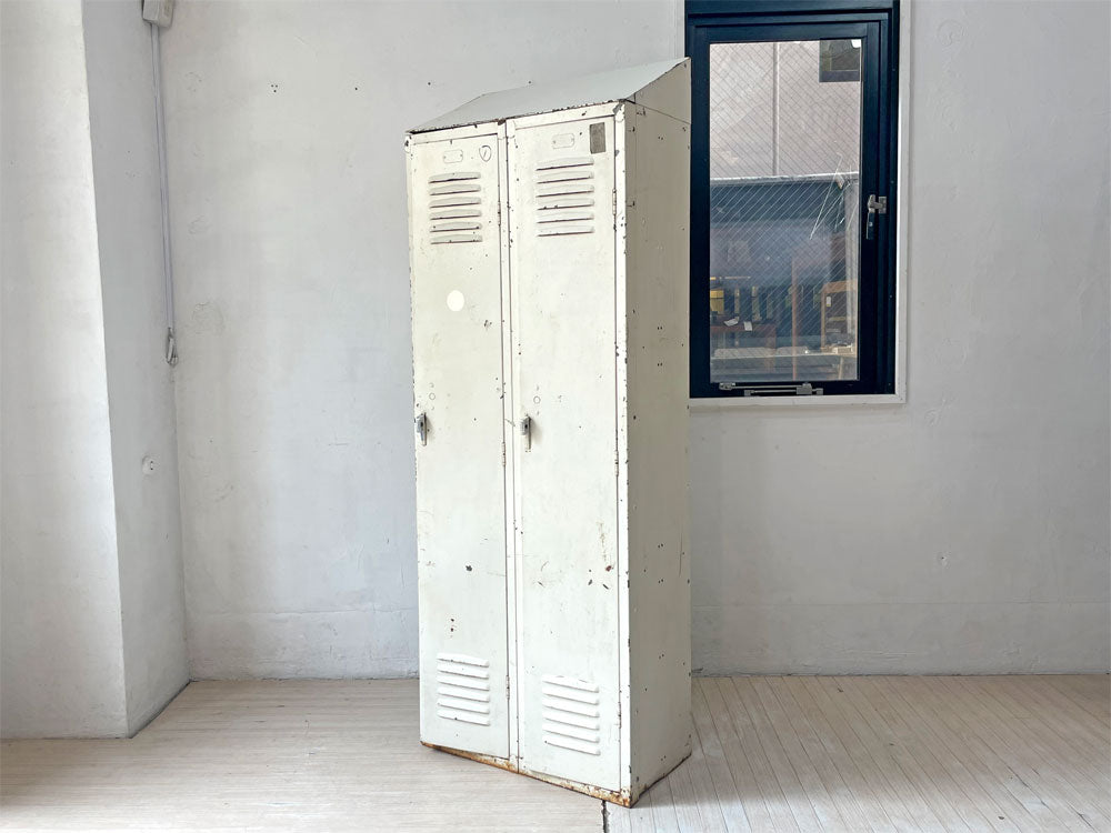 USビンテージ US Vintage スリム スチールロッカー STEEL LOCKER 2連 インダストリアル ガレージ 店舗什器 中古品 買い取りしました。