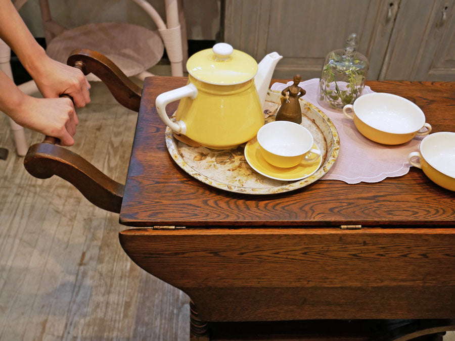 UKビンテージ Vintage ティートローリー サービスワゴン バタフライ ドロップリーフ テーブル オーク材 英国カントリー ～おもてなしの心をもって～