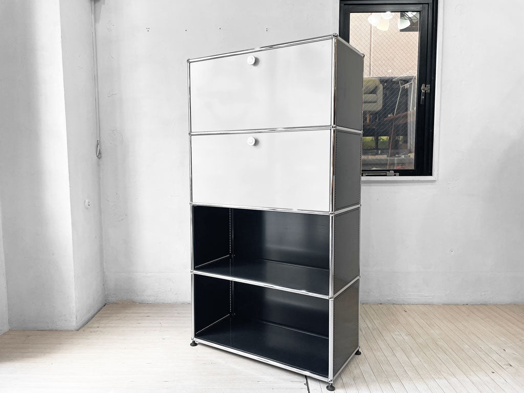 ユーエスエムハラー USM Haller モジュラーファニチャー キャビネット 1列4段 モノトーンカラー 2色 ドロップダウン扉 中古品 買い取りしました。