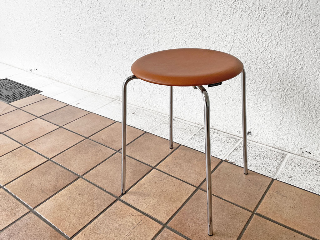 フリッツハンセン Fritz Hansen 3170 ドットスツール ワイルドレザー ウォルナットカラー 4本脚 アルネ・ヤコブセン Arne Jacobsen デンマーク 北欧家具 中古品 買い取りしました。