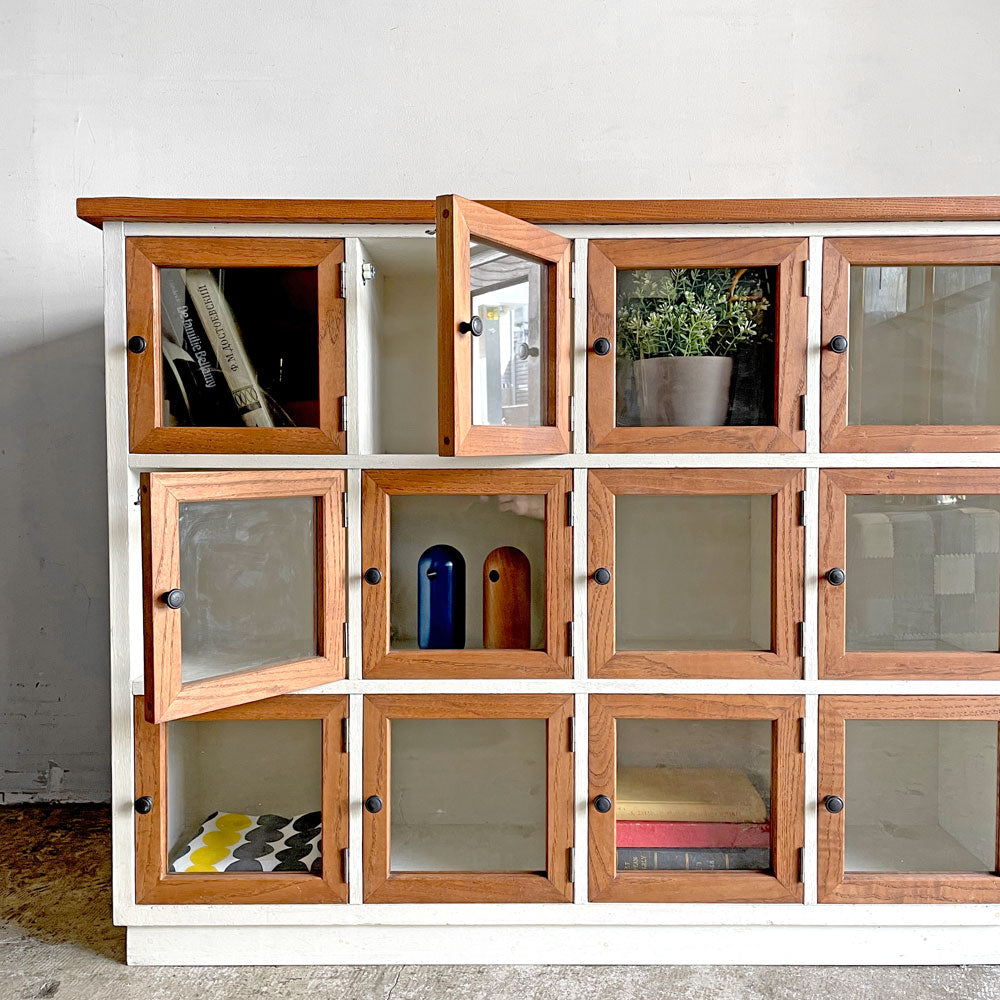 ビンテージリメイク vintage remake 両面収納カウンター 扉付き オープン ペインテッドキャビネット 3×5マス W133.5cm 店舗什器 ～ただ蘇るのではなく、生まれ変わる～