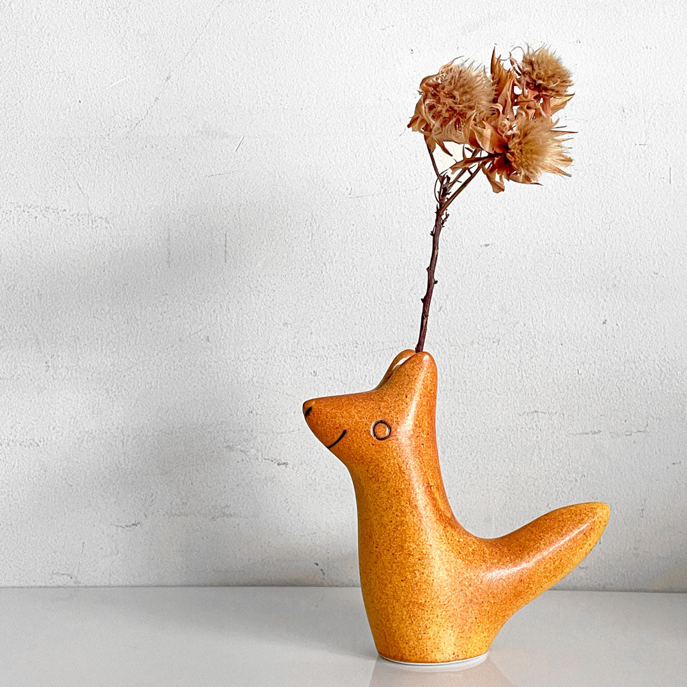 鹿児島睦 Makoto Kagoshima エンリトゥンヴァン En Liten Van きつね FOX ブラウン フラワーベース オブジェ 陶器 Keramikstudion 北欧 スウェーデン 現代作家 ～ 私だけの小さなともだち ～