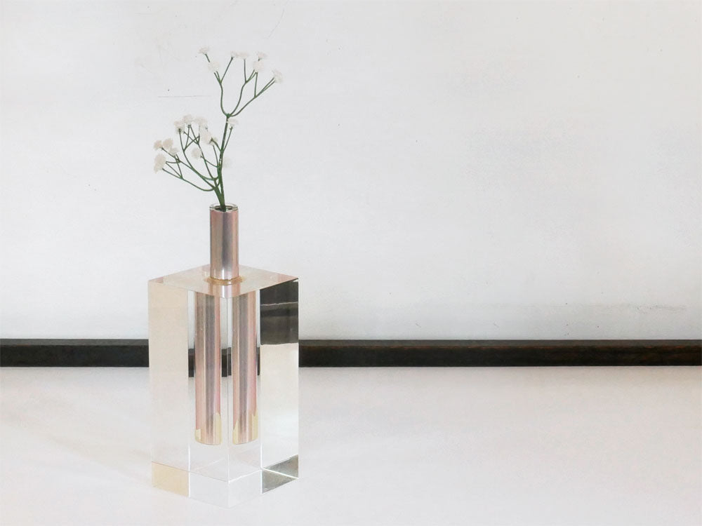 倉俣史朗 Shiro Kuramata フラワーベース Flower Vase #1 ピンク 一輪挿し アクリル アルミパイプ ガラス管 ポストモダン 現行品 中古品 買い取りしました。