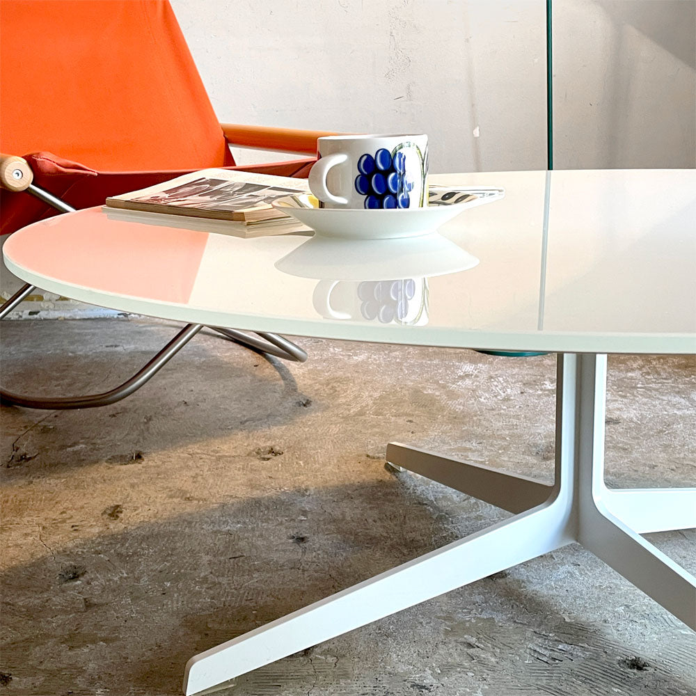 フリッツハンセン Fritz Hansen スペーステーブル SPACE TABLE コーヒーテーブル ローテーブル Φ100cm ラウンド ガラス天板 スチールレッグ イエス＋ラウブ 廃番 ～正円と直線による美と効率～