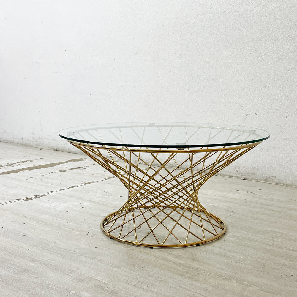 【祖師ヶ谷大蔵店】フランフラン Francfranc マーリア コーヒーテーブル ガラストップ クリア×ゴールド Φ80cm 定価55,800円 買取させていただきました。