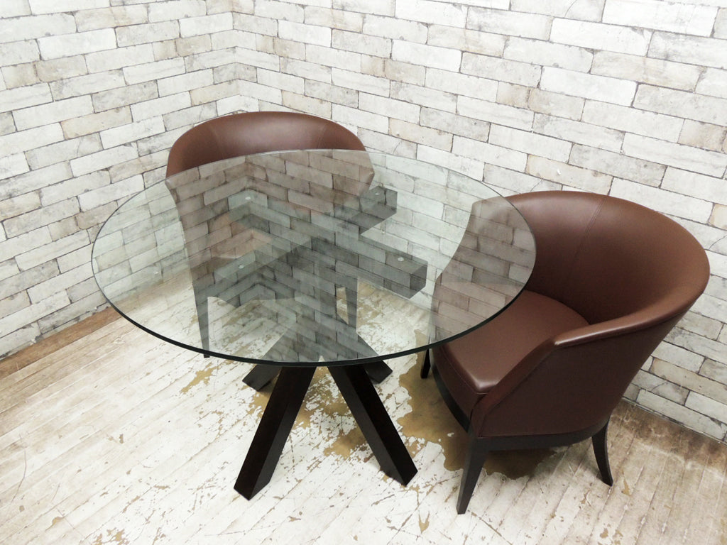 カッシーナ Cassina ixc. ヴェント VENTO ラウンド ガラステーブル 植木莞爾  + エーディコア AD CORE ネオクラシコ NEO CLASSICO アームチェア 2脚セット   中古品 買い取りしました。