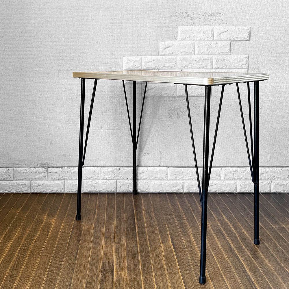 【経堂店】	 ジャパンビンテージ Japan Vintage デコラトップ × 鉄脚 ワークテーブル ダイニングテーブル W75cm 昭和レトロ 買取させていただきました