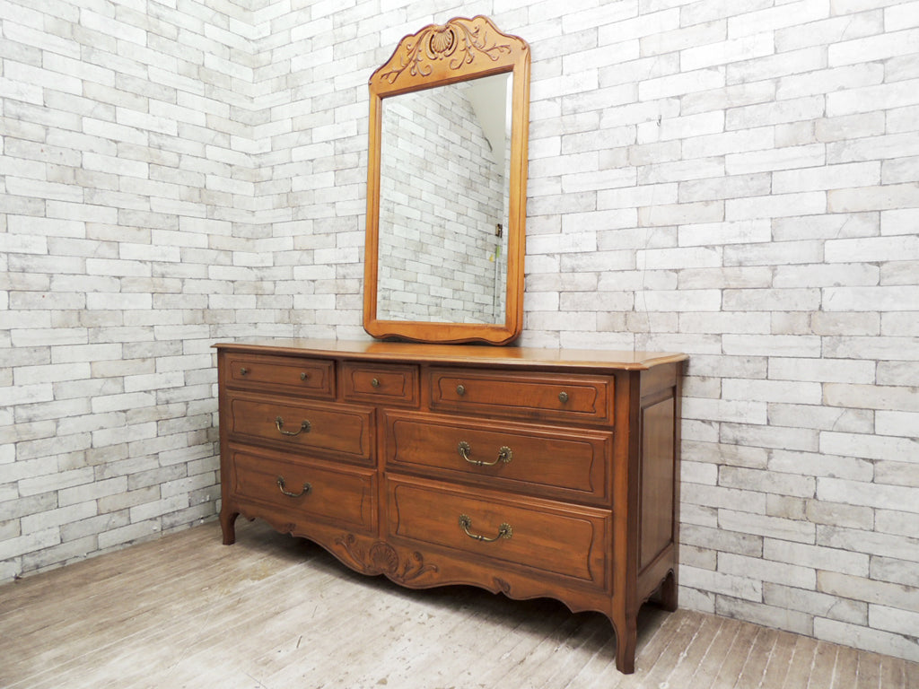 イーセンアーレン ETHAN ALLEN ビンテージ ウォールミラー & サイドボード 猫脚 チェスト 抽斗7杯   中古品 買い取りしました。