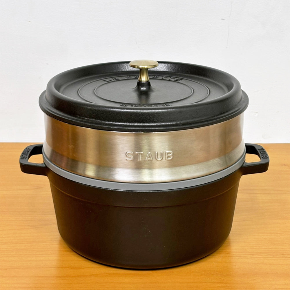 【祖師ヶ谷大蔵店】ストウブ STAUB ピコ・ココット ラウンド 26cm スチーマー付 鋳物ホーロー鍋 両手鍋 ブラック ガス・IH・オーブン対応 フランス 定価¥ 52,800 買取させていただきました。